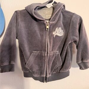 Nike Kids Charcoal Gray Velour Hooded Zip Jacket